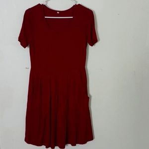 Maroon pocket dress